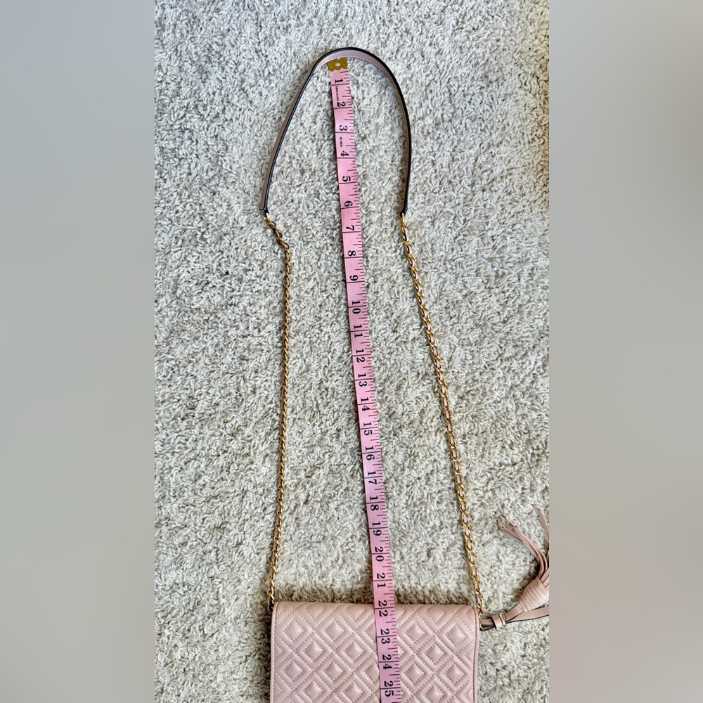 Tory Burch Fleming Flat Wallet Crossbody Shell Pink - Picture 15 of 16